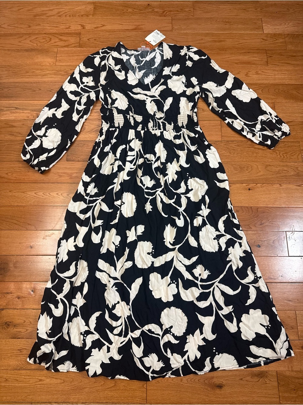 Knox Rose Floral V-Neck Smocked Waist Maxi Dress NWT